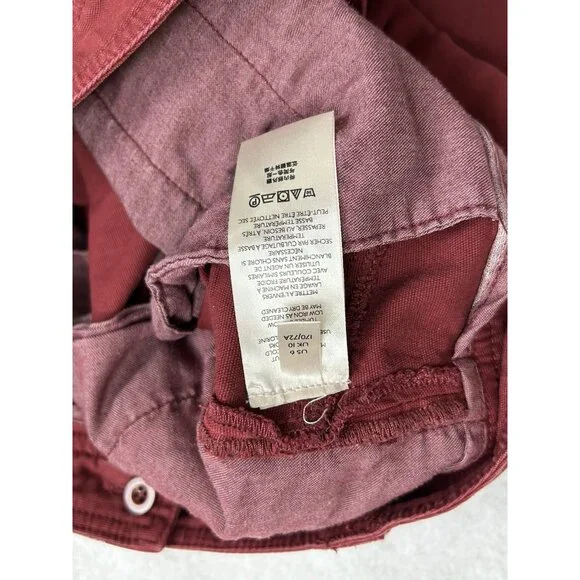Anthropologie Pants Women Size 6 Maroon Red Ankle Side Striped - Picture 14 of 15